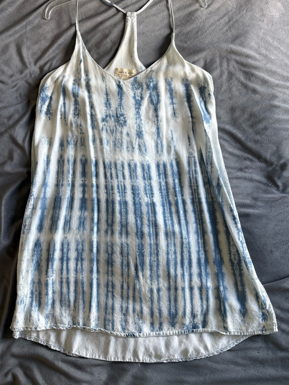 cloth & stone White and Light Blue Tie-Dye Racerback dress